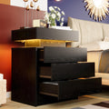 Black 3 Drawer Nightstand with Charging Station Y46051