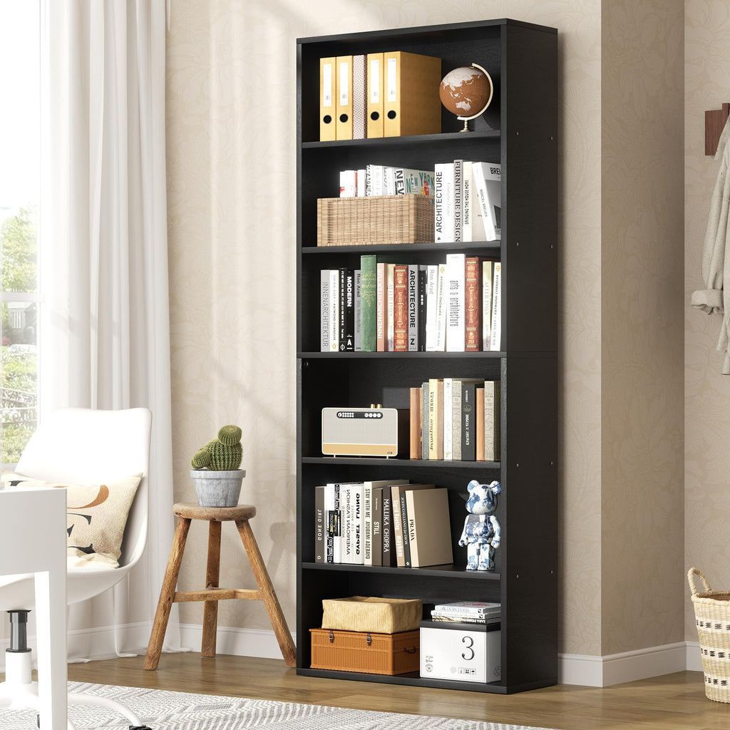 Black 6 Tier 71 Inch Bookshelf X7678