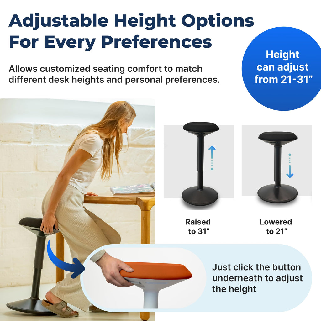Height Adjustable Swivel Wobble Stool B394902