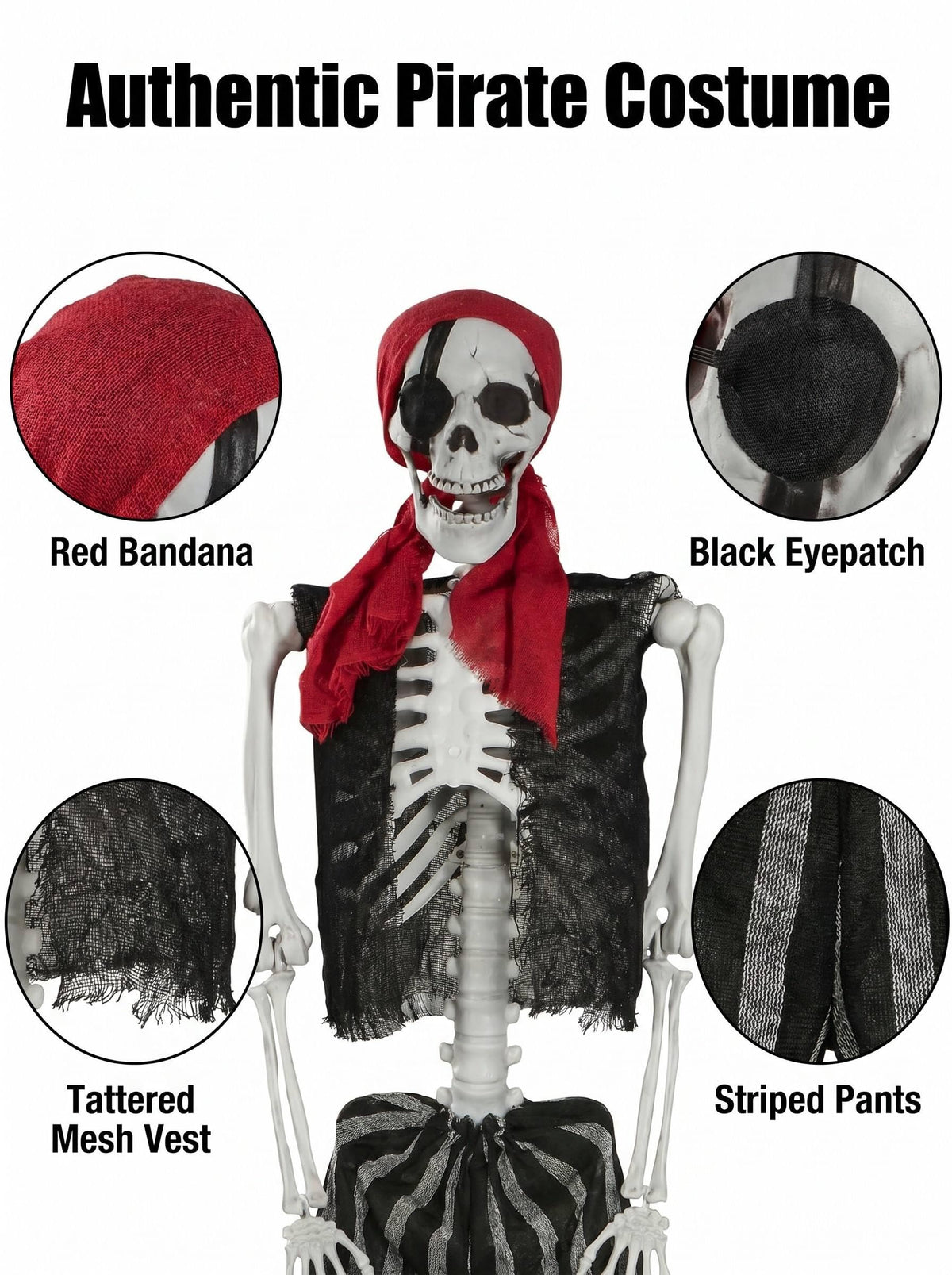 Life Size Pirate Skeleton Halloween Decoration K2650