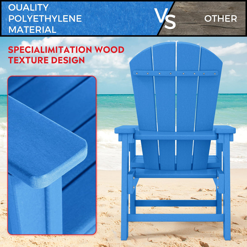 Kids Adirondack Chair Set of 4 Plastic Outdoor Pacific Blue J896949
