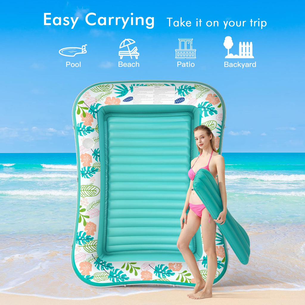 Inflatable Tanning Pool Lounger 75" x 51" Green O654072