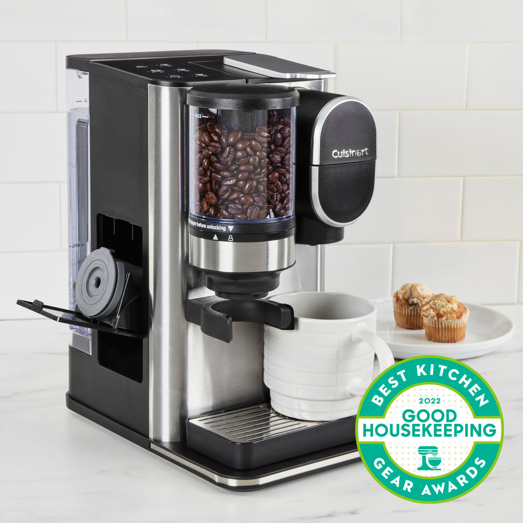 Single-Serve Coffee Maker + Coffee Grinder with 48-Ounce Removable Reservoir, Stainless Steel F37197