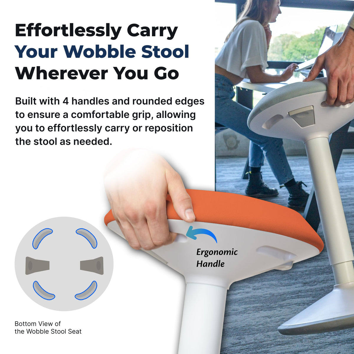 Height Adjustable Swivel Wobble Stool B394902