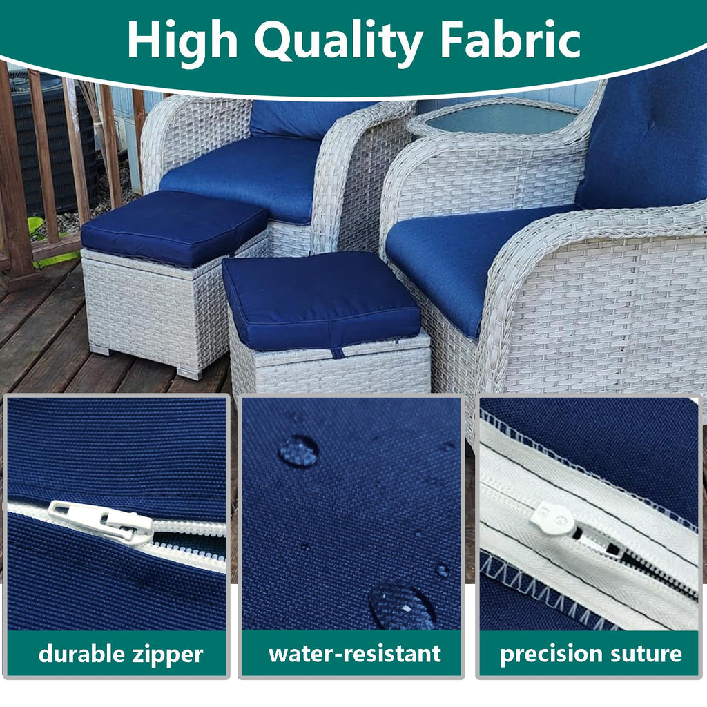 Patio Cushion Covers 16x16x2.5 Navy Blue 2 Packs I50755
