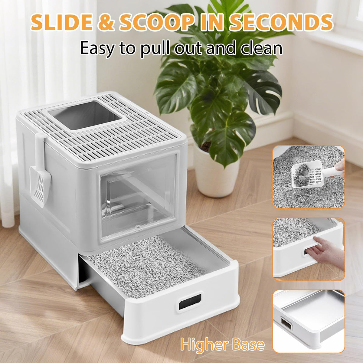 XL Stainless Steel Cat Litter Box with Drawer Q157003