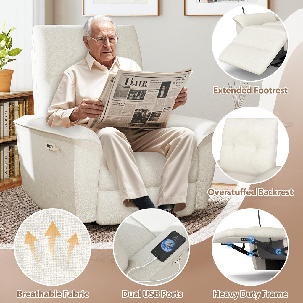 Power Swivel Rocker Recliner Chair with Phone Holder and USB Ports O884