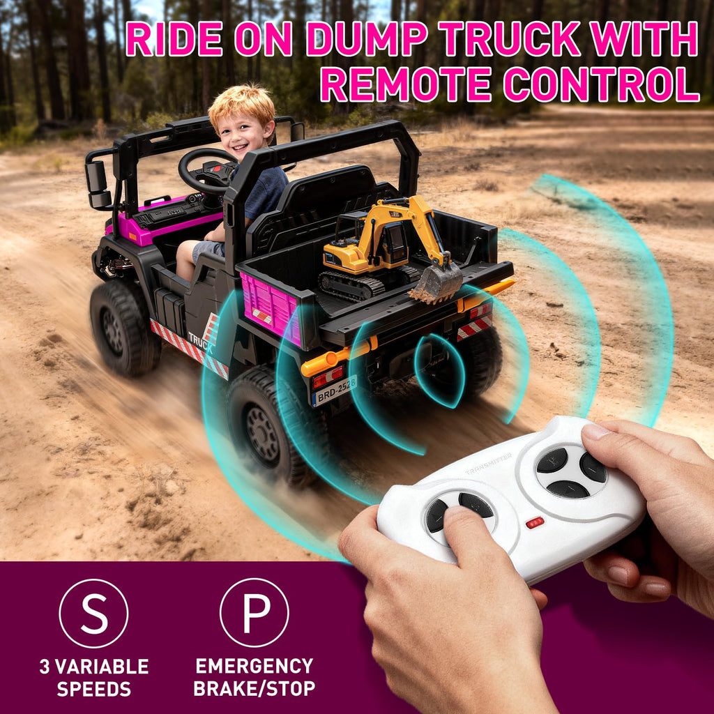 24V Kids Ride On Dump Truck Car with Electric Dump Bed and Remote Control H970108