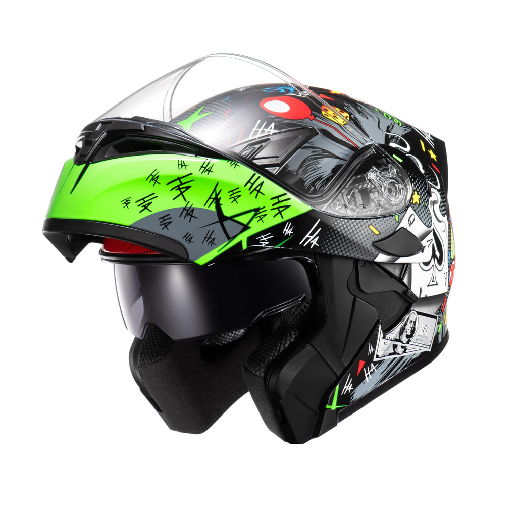 Motorcycle Dual Visor Flip up Modular Full Face Helmet A28145