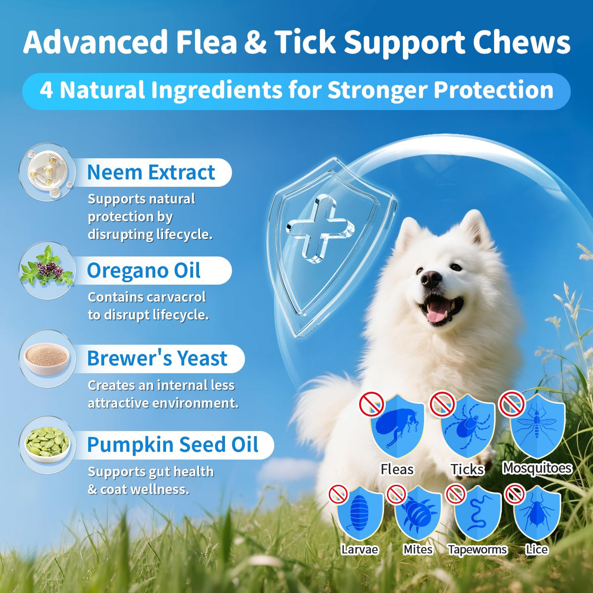 Chicken Flavor Flea and Tick Chewable Dog Supplement 135 Count B1757