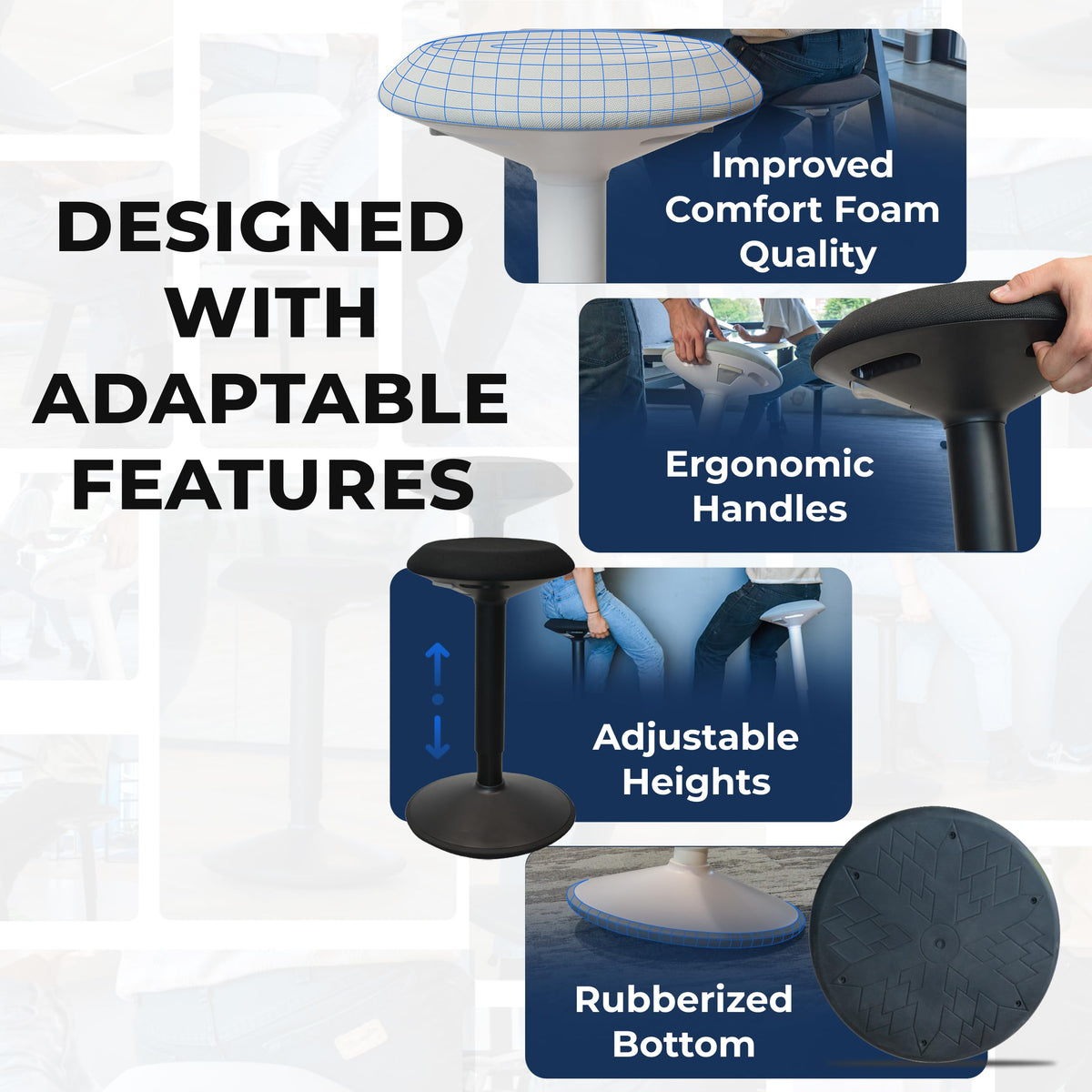 Height Adjustable Swivel Wobble Stool B394902