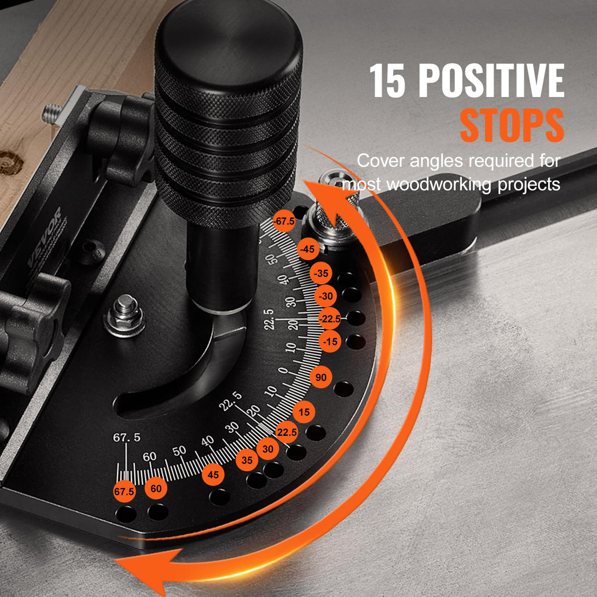 Precision Miter Gauge, 3/4'' x 3/8'', Aluminum Alloy Table Saw Miter Gauge with 15 Angle Stops M584
