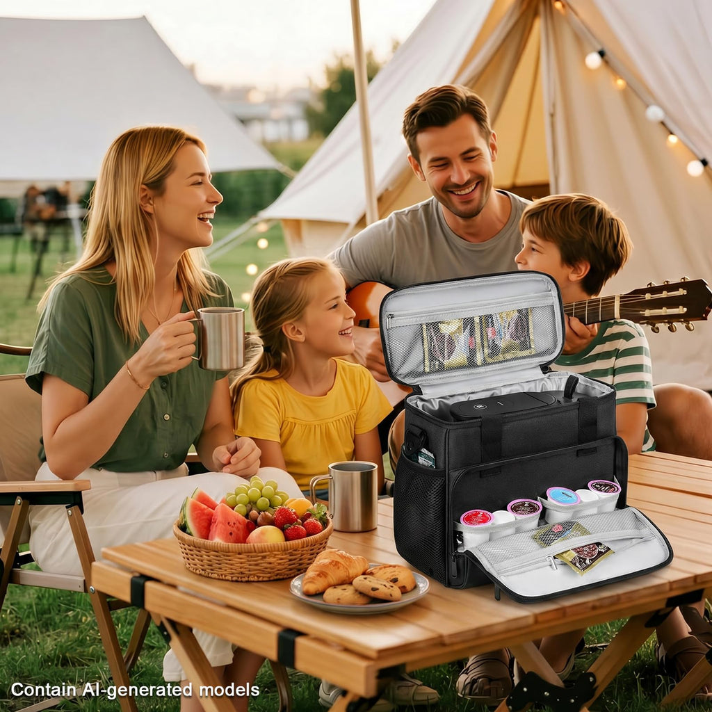 Black Coffee Maker Travel Bag with Multiple Pockets Y4183