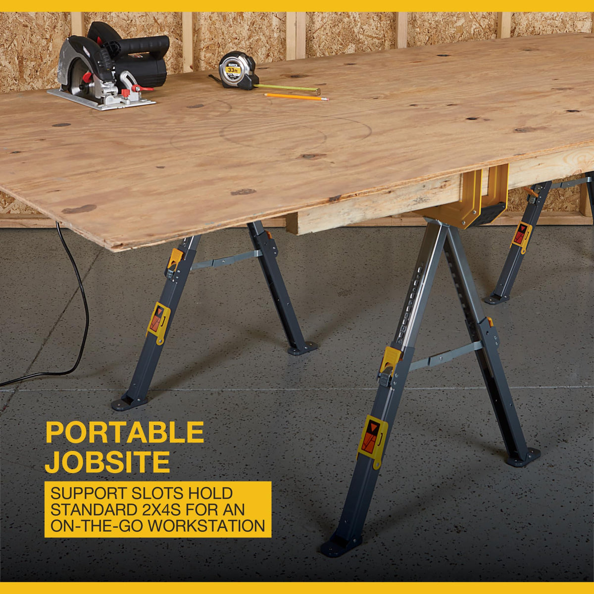 32in. Adjustable Steel Sawhorses, Pair F3023