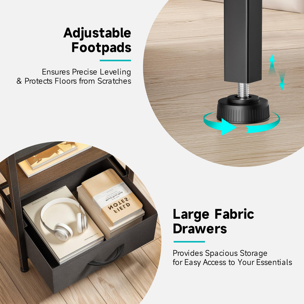 Black 3 Drawer Nightstand with Charging Station N34285