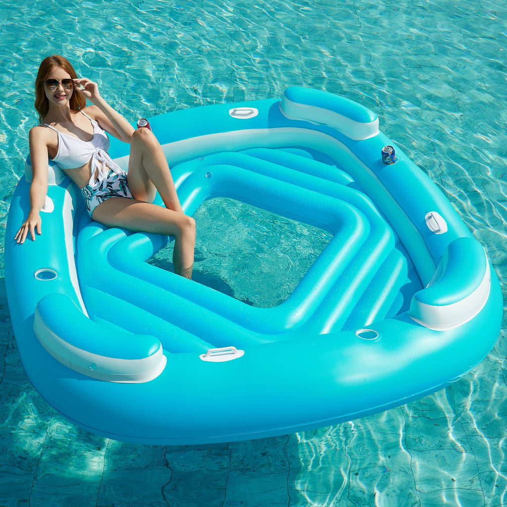 Blue XL Inflatable Pool Float with Cup Holders M102483