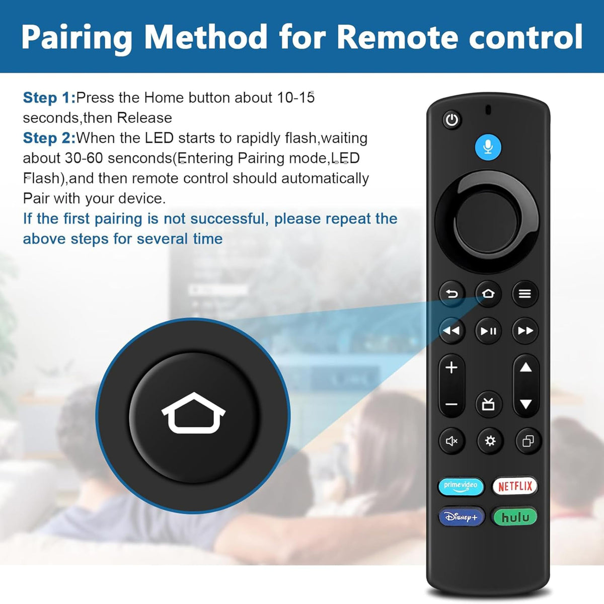 Voice Remote Control for Fire Stick and Cube Smart TVs with 4 App Shortcuts D452972