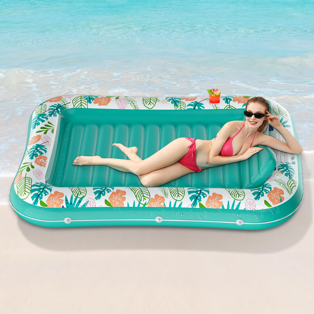 Inflatable Tanning Pool Lounger 75" x 51" Green O654072