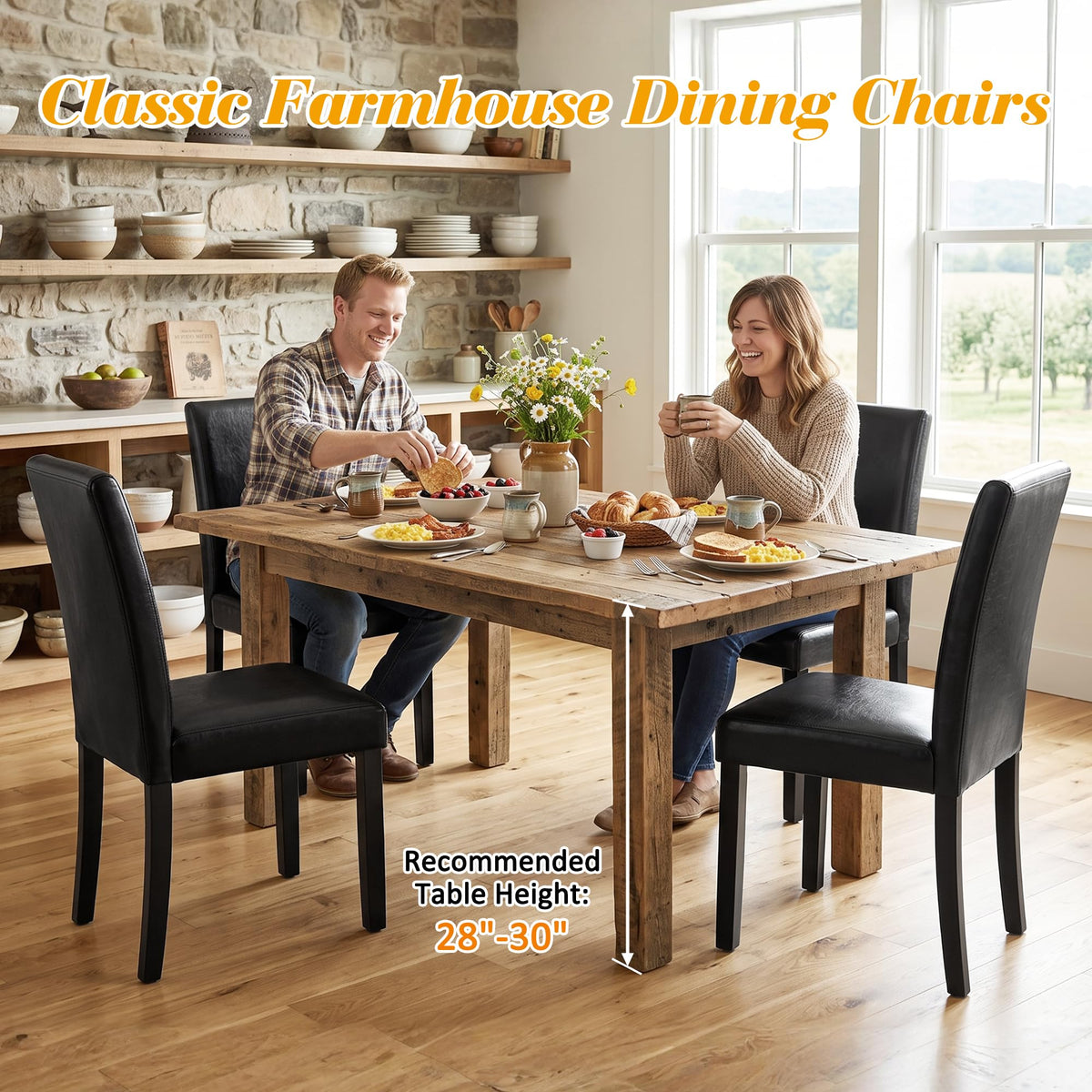 Black PU Leather Upholstered Dining Chairs Set of 6 Z327529