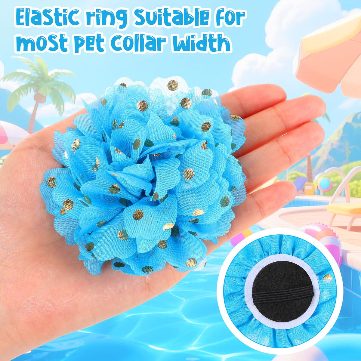 100 Pcs Multicolor Dog Collar Bows Set with Elastic Rubber Band Q762