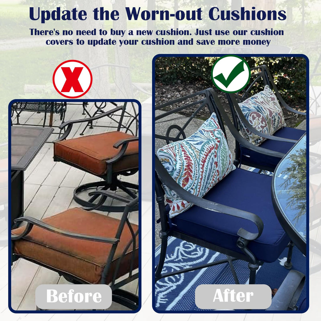 Patio Cushion Covers 16x16x2.5 Navy Blue 2 Packs I50755