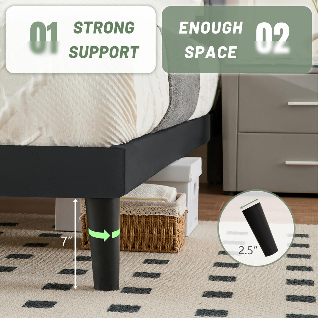 Queen Size Velvet Platform Bed Frame with Headboard Y650