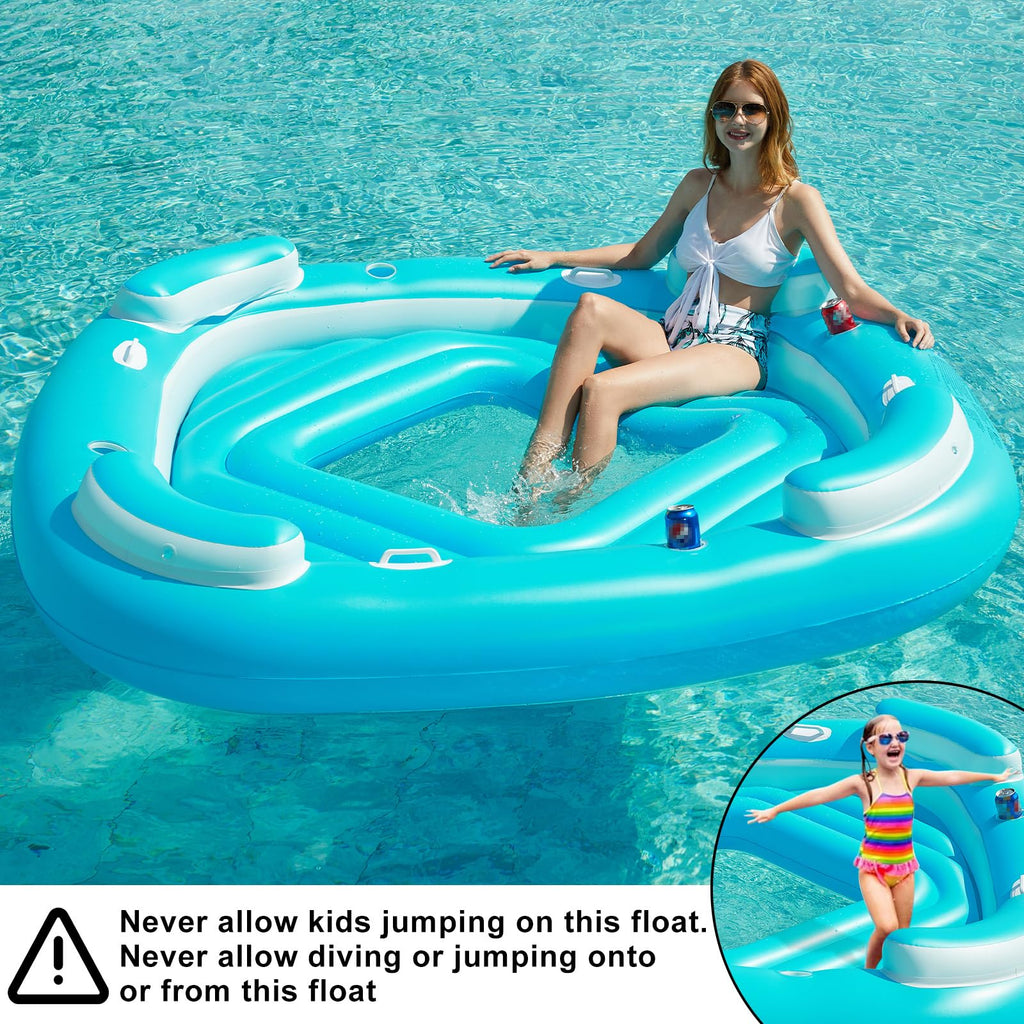 Blue XL Inflatable Pool Float with Cup Holders M102483