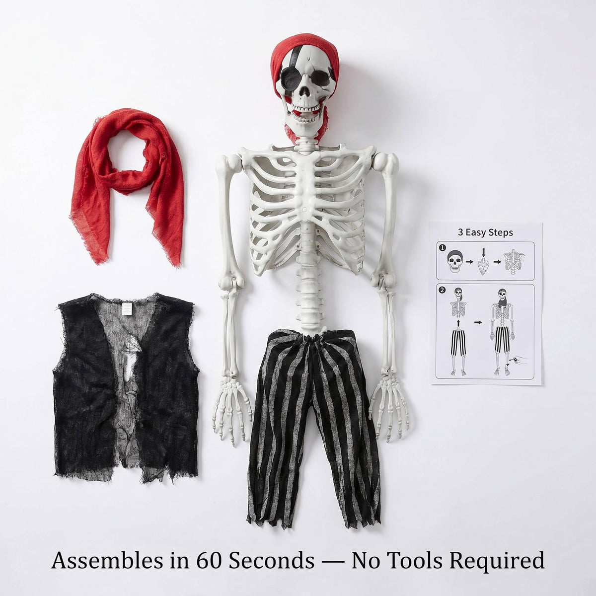 Life Size Pirate Skeleton Halloween Decoration K2650
