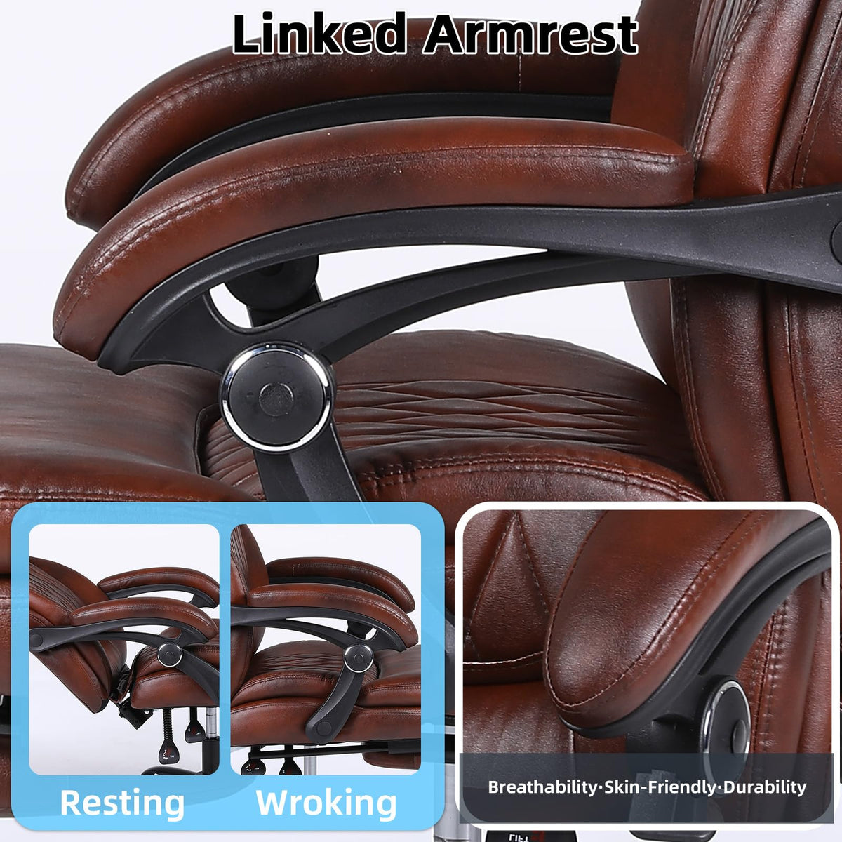 Big and Tall Ergonomic High Back PU Leather Reclining Office Chair with Footrest O2187