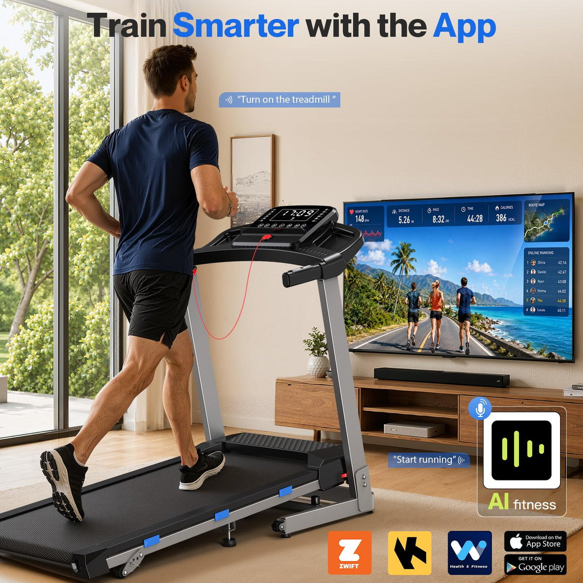 Foldable Treadmill with 10% Incline 400 LBS Capacity M151