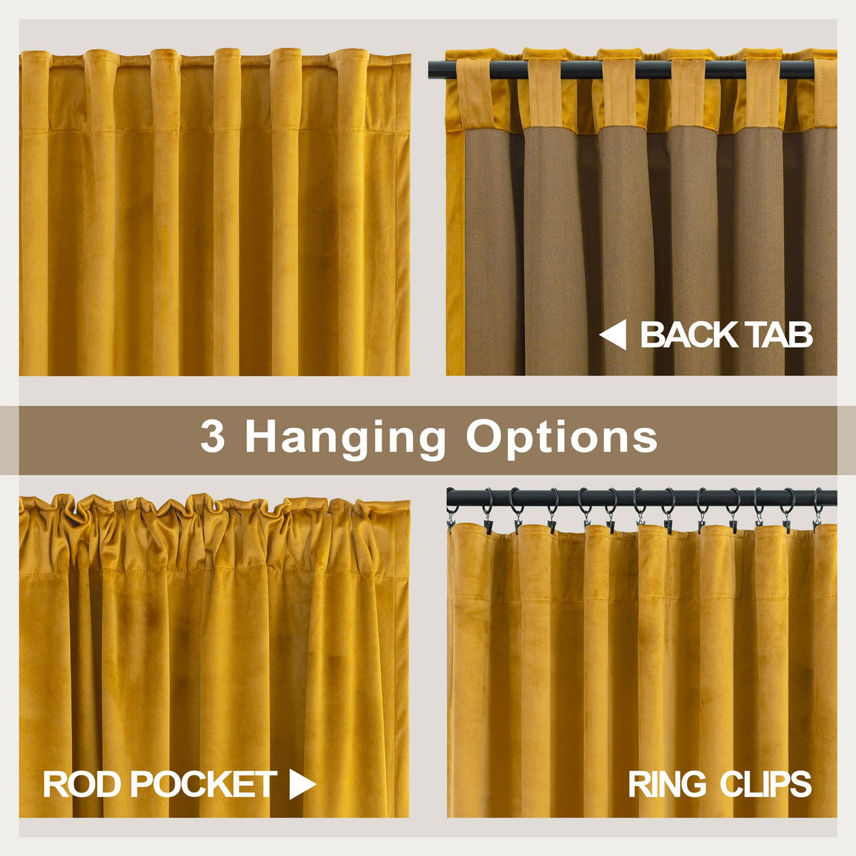 Mustard Yellow Gold Velvet Curtain 84 Inch 2 Panel G751274