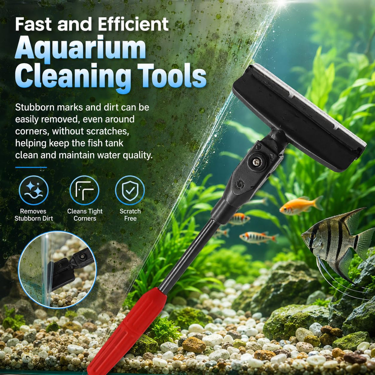 7 in 1 Aquarium Cleaning Kit with Adjustable Long Handle E791