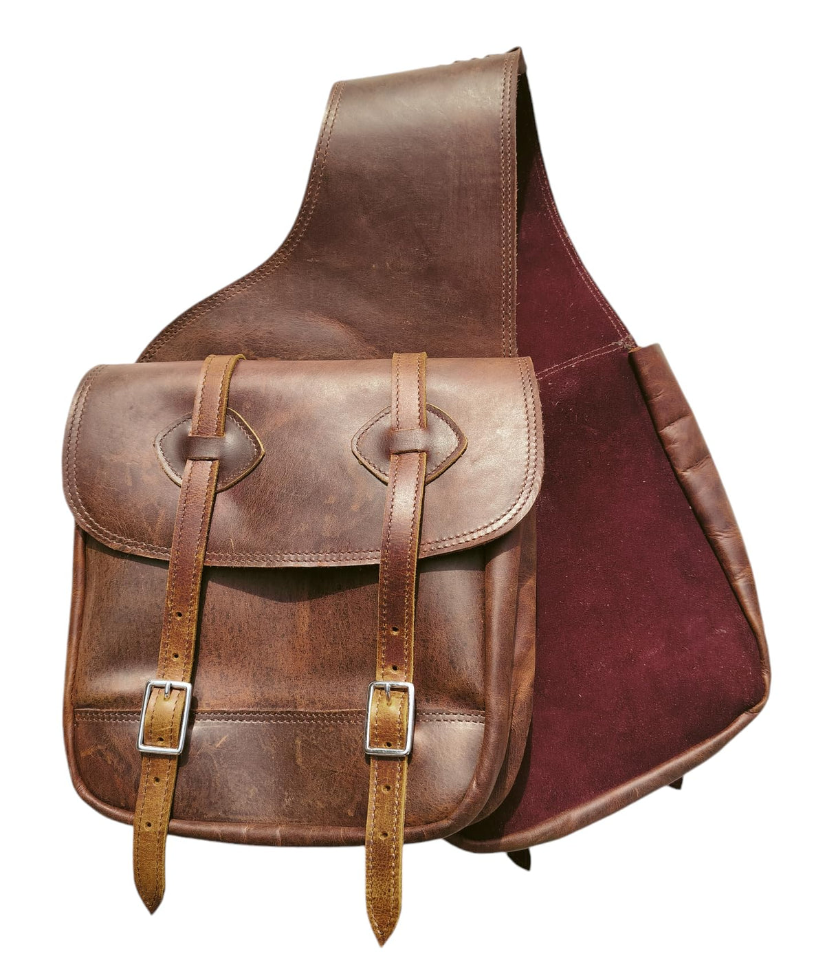 Leather Saddle Bag with Adjustable Strap 11X11X3.5 Inch G51214