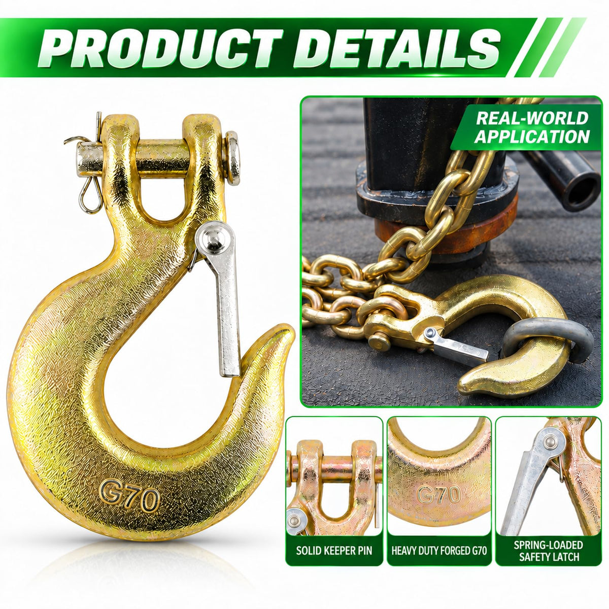 3/8" Chain Hooks, 2-Pack Heavy-Duty Clevis Slip Hook F144