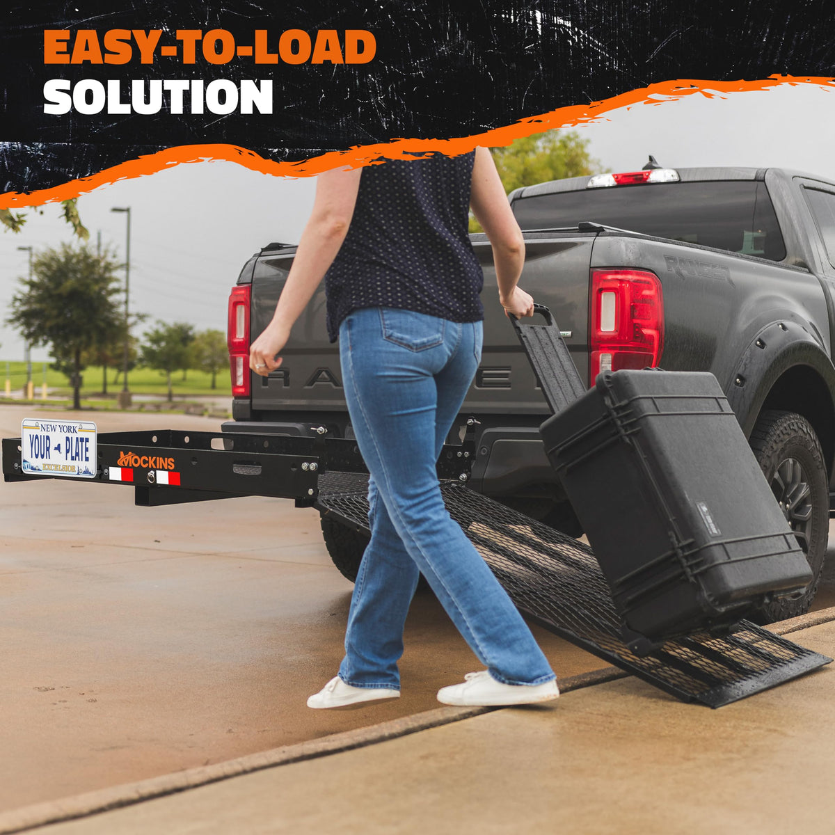 500lb Capacity Trailer Hitch Cargo Carrier with Ramp T21091