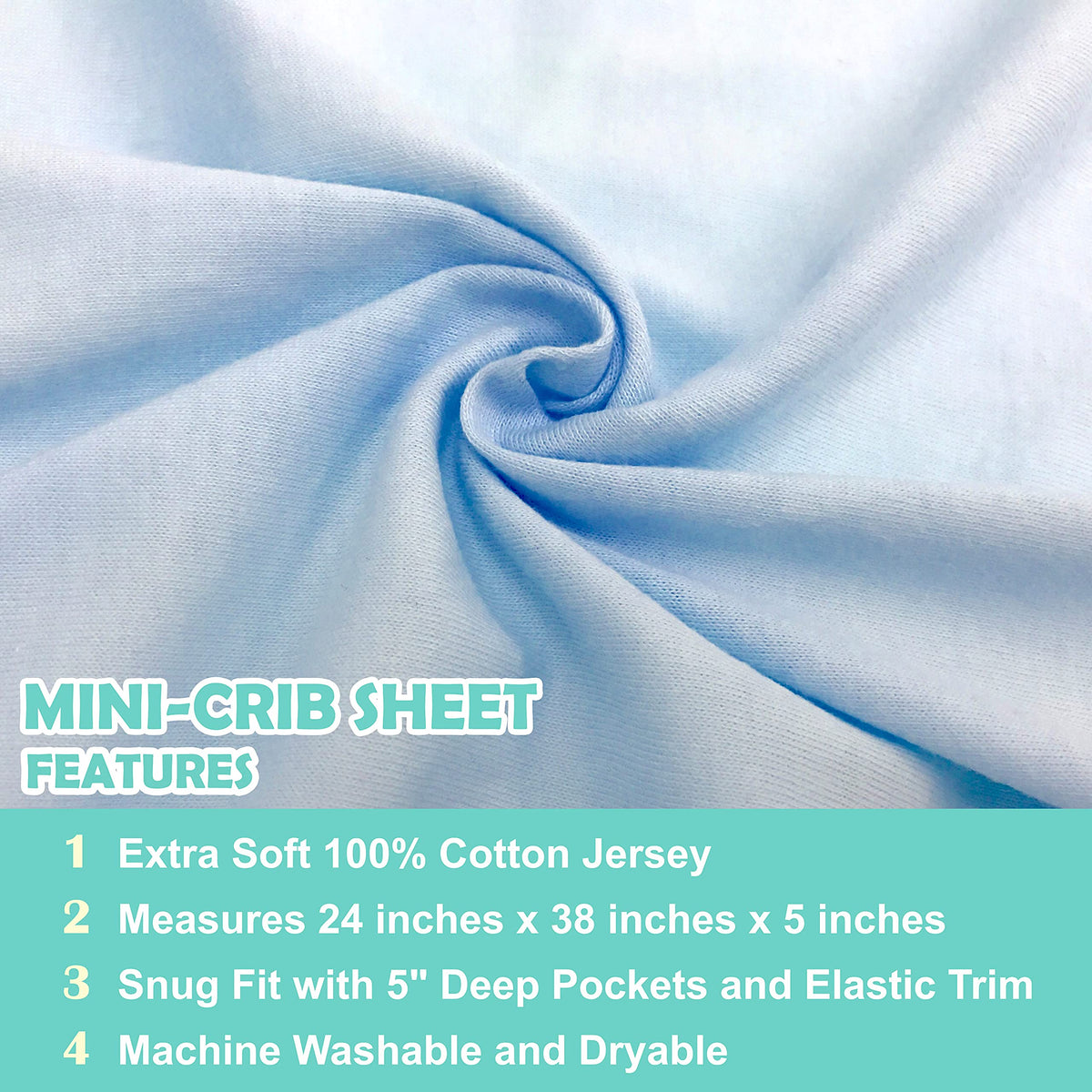 2 Pack Fitted Mini Crib Sheets 38x24" Blue O465453
