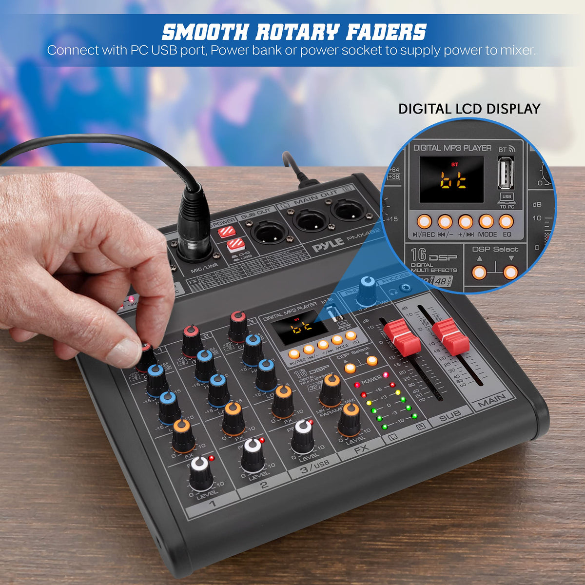 3-Channel DJ Audio Mixer with 16 Preset DSP Effects J8540
