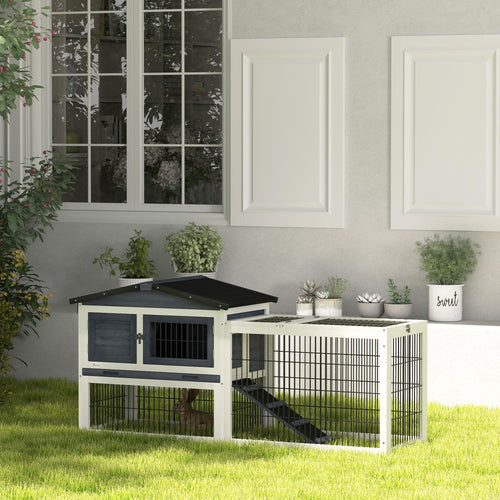 2 Levels Outdoor Rabbit Hutch Dark Gray J747313