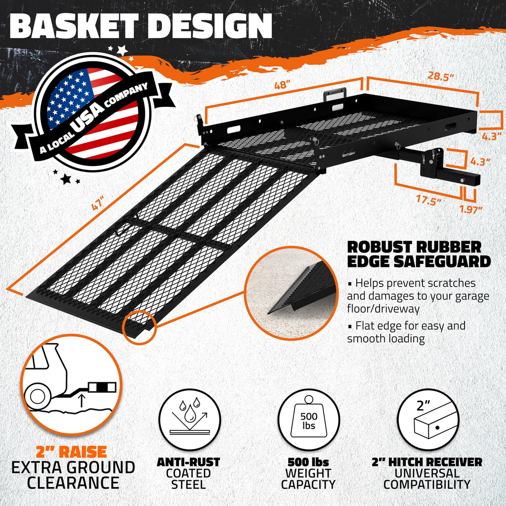 500lb Capacity Trailer Hitch Cargo Carrier with Ramp T21091
